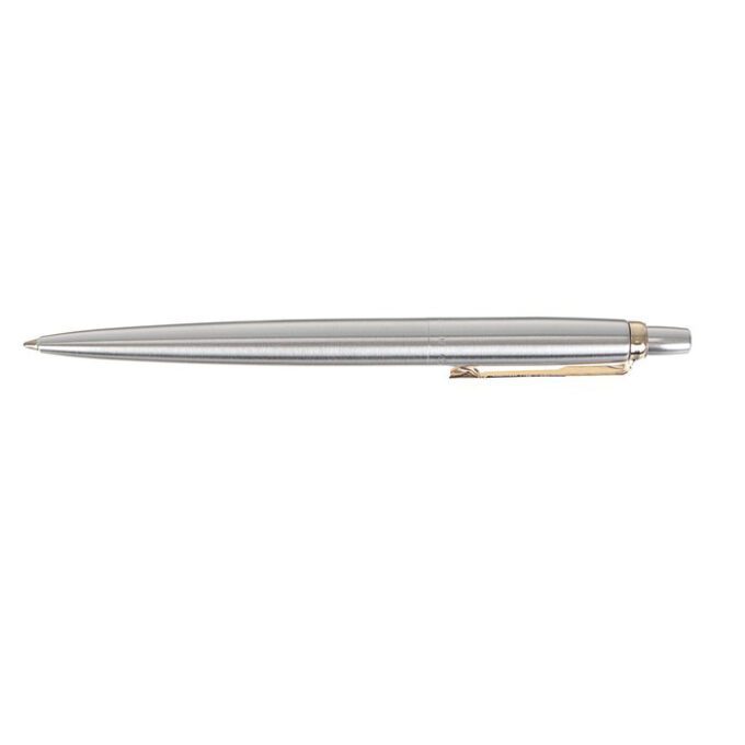 Ручка шариковая Parker Jotter Core K691 Stainless Steel GT M, корпус серебристый глянцевый (золото), синие чернила с гравировкой