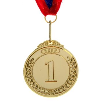 Медаль призовая d=5 см «1 место», цвет золото с лентой