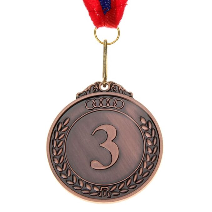 Медаль призовая d=5 см «3 место», цвет серебро с лентой