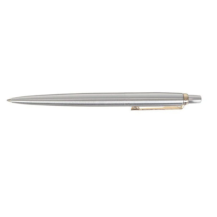 700 (11) Ручка шариковая Parker Jotter Core K691 Stainless Steel GT M, корпус серебристый глянцевый (золото), синие чернила с гравировкой — изображение 2