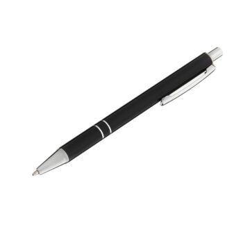 700 9 350x350 - Ручка шариковая, автоматическая, 0.5 мм, круглая, чёрная с серебристыми вставками, металлический корпус, стержень синий с гравировкой