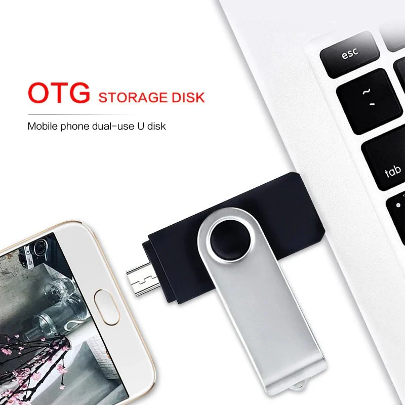 OTG-128-Micro-usb-32 Компактная флешка OTG брелок металлическая (32 Гб) ( с гравировкой ) — изображение 2