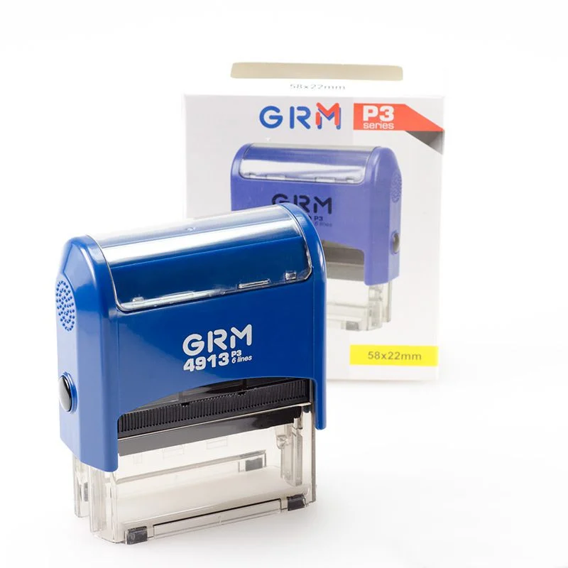 grm-4913-p3-blue_1 GRM 4913 P3 ОСНАСТКА ДЛЯ ШТАМПА С СИНИМ КОРПУСОМ (ПОД БОКС) 58х22 — изображение 2
