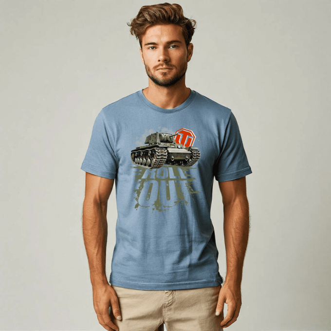 Футболка голубая - World of Tanks