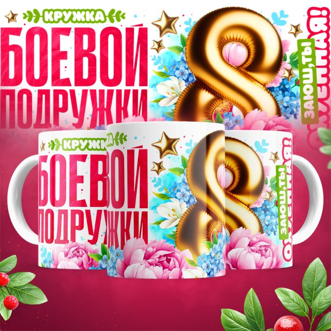 Кружка подружке с 8 марта