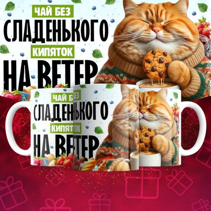 Кружка Чай без сладенького кипяток на ветер