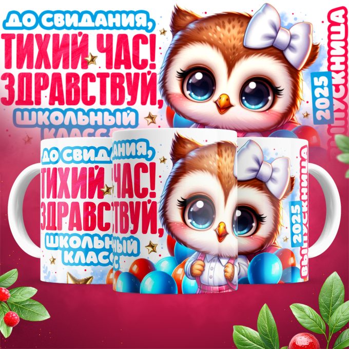 Кружка До свидания тихий час!  Здраствуй , школьный класс. выпускница
