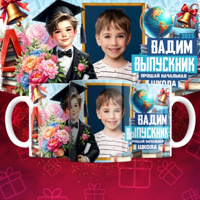 Кружки с фото выпускник ( фото и имя меняется )