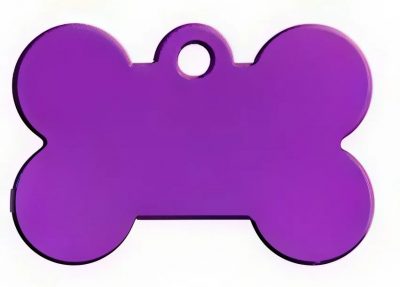 Адресник Кость ( Брелок на ошейник для собак кошек с гравировкой 40 x 27 x 1 мм) Фиолетовый