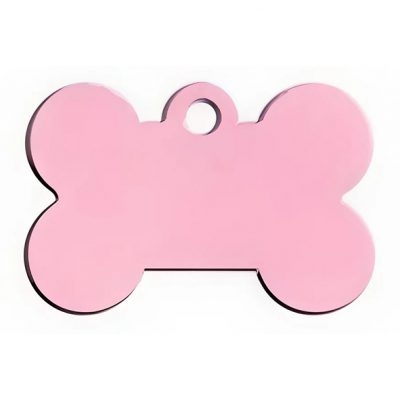 Адресник Кость ( Брелок на ошейник для собак кошек с гравировкой 40 x 27 x 1 мм) Розовый