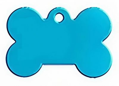 Адресник Кость ( Брелок на ошейник для собак кошек с гравировкой 40 x 27 x 1 мм) Голубой