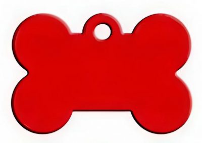 Адресник Кость ( Брелок на ошейник для собак кошек с гравировкой 40 x 27 x 1 мм) Красный
