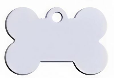 Адресник Кость ( Брелок на ошейник для собак кошек с гравировкой 40 x 27 x 1 мм) Серебрянный