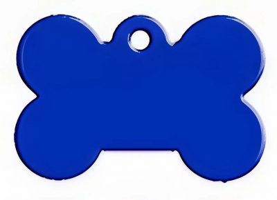 Адресник Кость ( Брелок на ошейник для собак кошек с гравировкой 40 x 27 x 1 мм) Синий