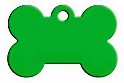 Адресник Кость ( Брелок на ошейник для собак кошек с гравировкой 40 x 27 x 1 мм) Зеленый