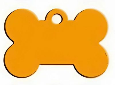 Адресник Кость ( Брелок на ошейник для собак кошек с гравировкой 40 x 27 x 1 мм) Желтый