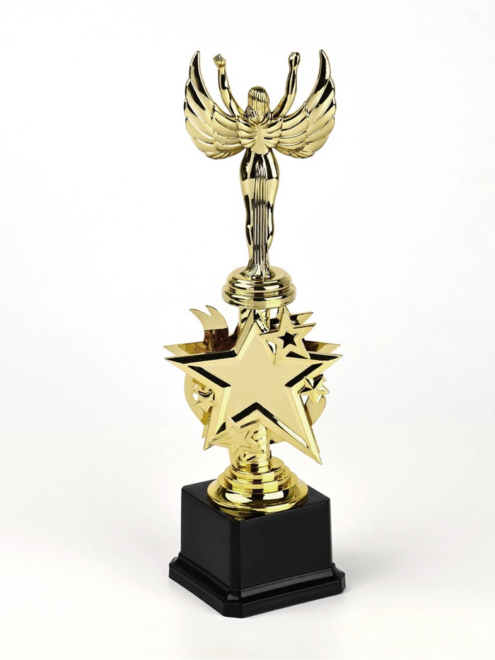 Кубок золотой под нанесение «Ника», подставка пластик, 32.5 см_4 Кубок золотой под нанесение «Ника», подставка пластик, 32.5 см, с индивидуальной гравировкой — изображение 4