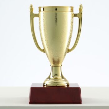 Кубок 056, наградная фигура, золото, подставка пластик, 12×6.3×6.3 см, с индивидуальной гравировкой