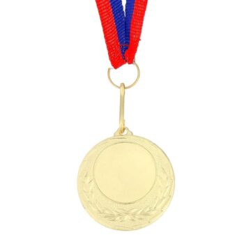 Медаль под нанесение золото 034, d=4 см, с лентой_2 Медаль под нанесение золото 034, d=4 см, с лентой, с индивидуальной гравировкой