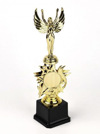 Кубок золотой под нанесение «Ника», подставка пластик, 32.5 см, с индивидуальной гравировкой