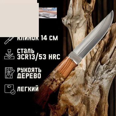 Нож охотничий «Барди» 28 см, клинок 145 мм/3.8 мм, дерево с гравировкой