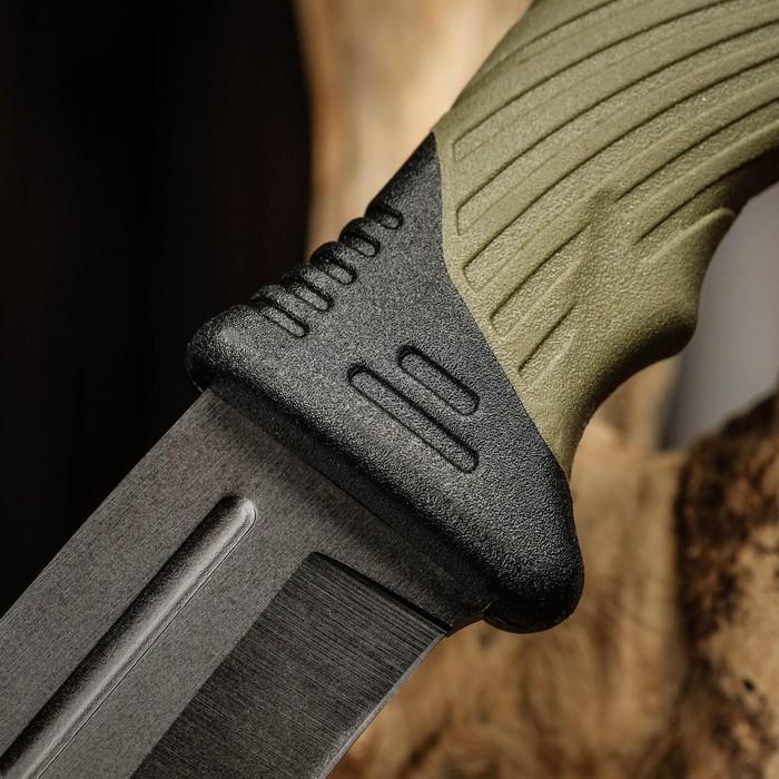 Нож тактический «Альфа», 23 см, клинок 115 мм/2.8 мм, со стеклобоем, зеленый_4 Нож тактический «Альфа», 23 см, клинок 115 мм/2.8 мм, со стеклобоем, зеленый с гравировкой — изображение 5