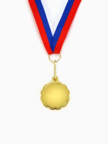 Медаль под нанесение золото 060 диаметр 3.2 см, с лентой_1 Медаль под нанесение золото 060 диаметр 3.2 см, с лентой, с индивидуальной гравировкой