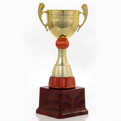 Кубок 104, наградная фигура, золото, подставка пластик, 23.5 см, с индивидуальной гравировкой