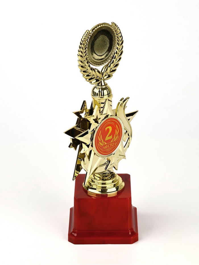 Кубок 192, 2 место, наградная фигура, золото, подставка пластик, 23 см_2 Кубок 192, 2 место, наградная фигура, золото, подставка пластик, 23 см, с индивидуальной гравировкой — изображение 2
