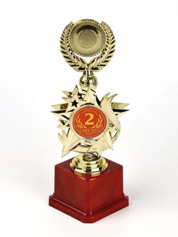 Кубок 192, 2 место, наградная фигура, золото, подставка пластик, 23 см, с индивидуальной гравировкой