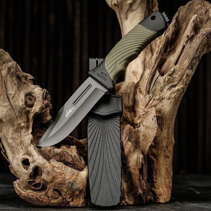 Нож тактический «Альфа», 23 см, клинок 115 мм/2.8 мм, со стеклобоем, зеленый_1 Нож тактический «Альфа», 23 см, клинок 115 мм/2.8 мм, со стеклобоем, зеленый с гравировкой — изображение 2