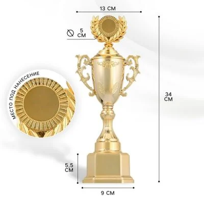 Кубок 122C, наградная фигура, золото, подставка пластик, 34×13×9 см, с индивидуальной гравировкой