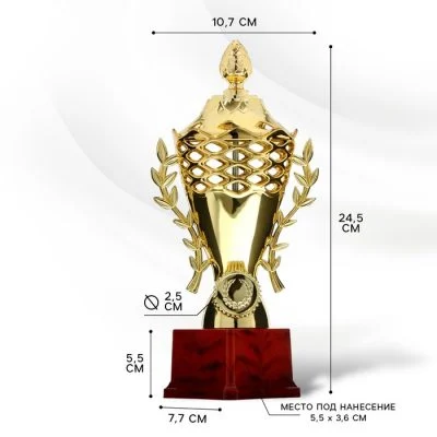 Кубок 184B, наградная фигура, золото, подставка пластик, 24.5 см, с индивидуальной гравировкой