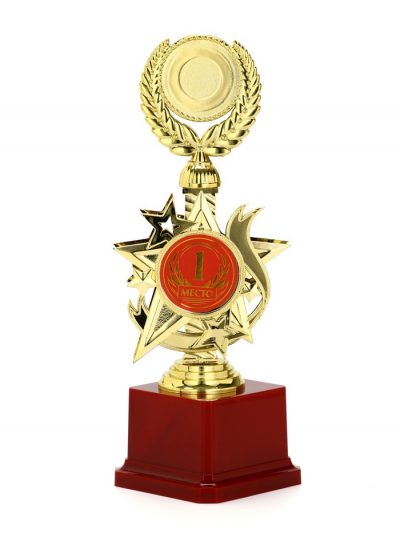 Кубок 192, 1 место, наградная фигура, золото, подставка пластик, 23 см, с индивидуальной гравировкой