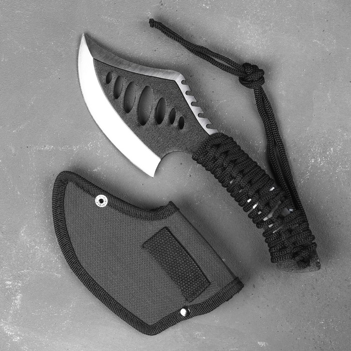 Топорик туристический в оплетке, 24 см, 250 г, нержавеющая сталь, чёрный_2 Топорик туристический в оплетке, 24 см, 250 г, нержавеющая сталь, чёрный с гравировкой — изображение 3