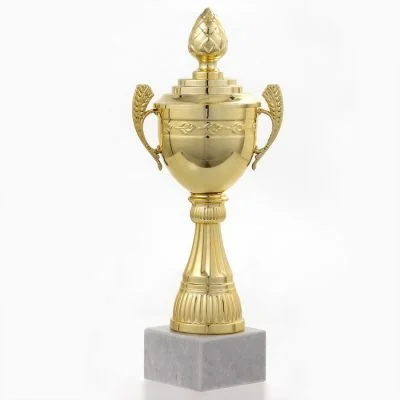 Кубок 124D, наградная фигура, золото, подставка камень, 22 см, с индивидуальной гравировкой