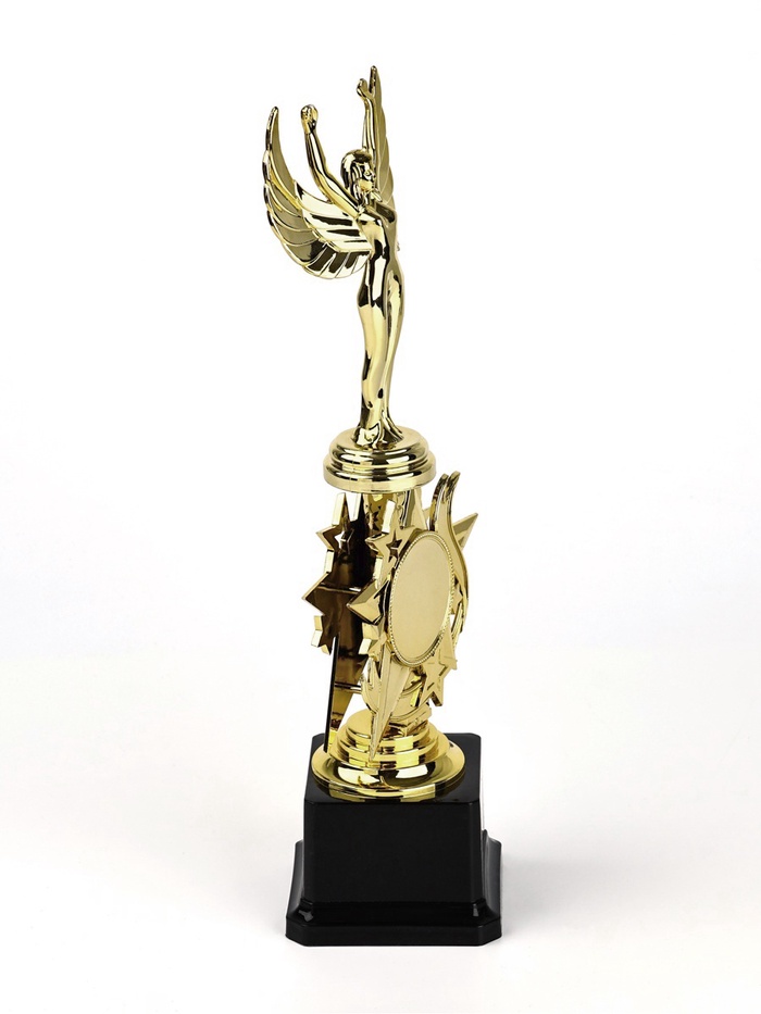 Кубок золотой под нанесение «Ника», подставка пластик, 32.5 см_3 Кубок золотой под нанесение «Ника», подставка пластик, 32.5 см, с индивидуальной гравировкой — изображение 3