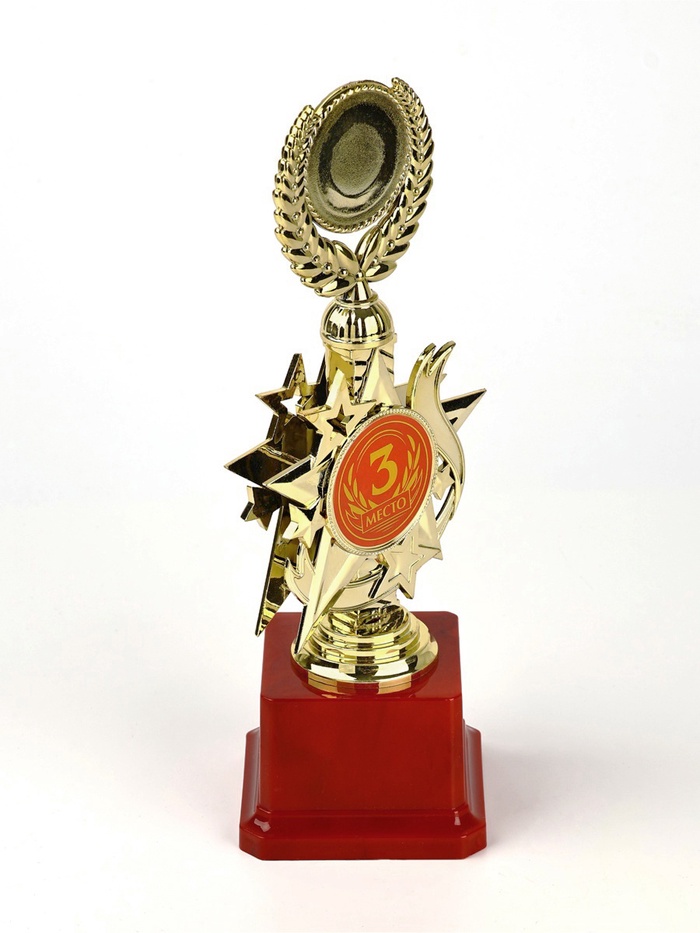 Кубок 192, 3 место, наградная фигура, золото, подставка пластик, 23 см_2 Кубок 192, 3 место, наградная фигура, золото, подставка пластик, 23 см, с индивидуальной гравировкой — изображение 2