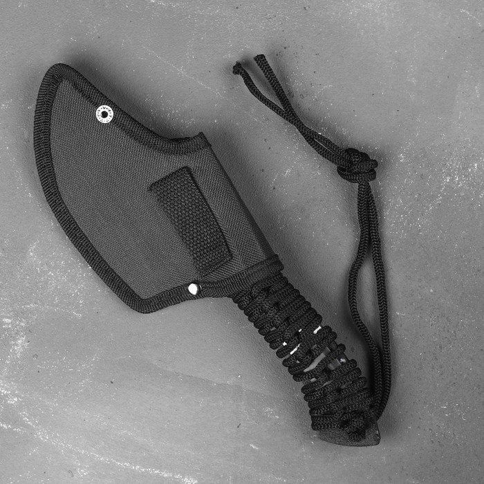 Топорик туристический в оплетке, 24 см, 250 г, нержавеющая сталь, чёрный_3 Топорик туристический в оплетке, 24 см, 250 г, нержавеющая сталь, чёрный с гравировкой — изображение 4