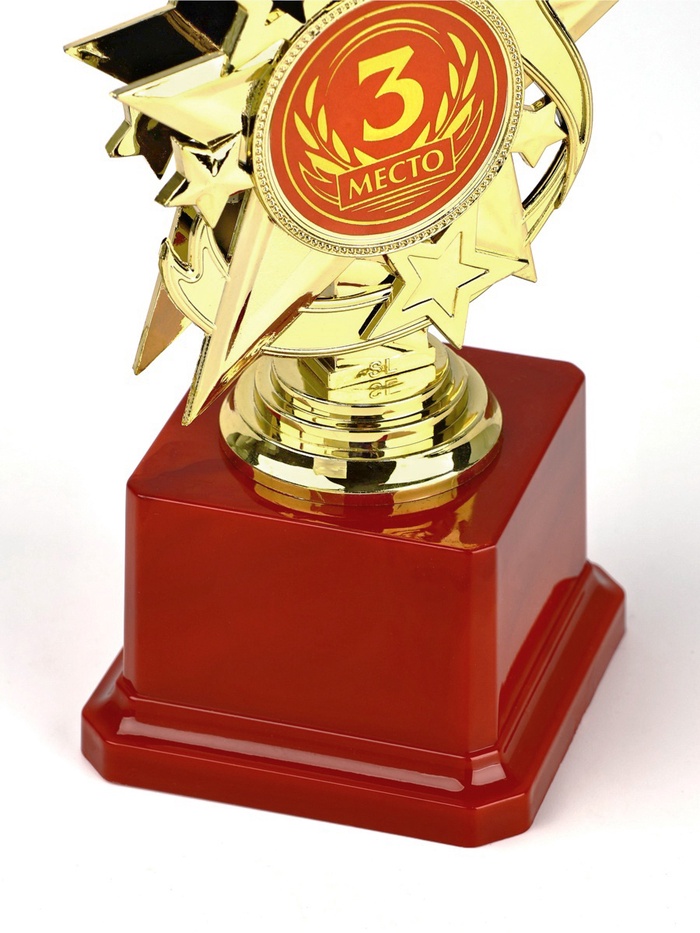 Кубок 192, 3 место, наградная фигура, золото, подставка пластик, 23 см_3 Кубок 192, 3 место, наградная фигура, золото, подставка пластик, 23 см, с индивидуальной гравировкой — изображение 3