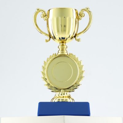 Кубок под нанесение 057, наградная фигура, золото, подставка пластик, 14 см_1 Кубок под нанесение 057, наградная фигура, золото, подставка пластик, 14 см, с индивидуальной гравировкой