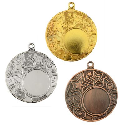 Медаль под нанесение золото «Звезды», d=5 см, без ленты, с индивидуальной гравировкой