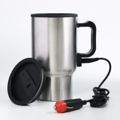 Термокружка Мастер К, 450 мл, 16×8.5 см, автомобильная, сохраняет тепло 4 ч, 16×8.5 см, нержавеющая сталь, серебристая, с индивидуальной гравировкой