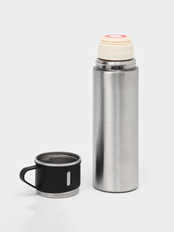Термос «Мастер К», 500 мл, сохраняет тепло 8 ч, с кружкой, нержавеющая сталь_2 Термос «Мастер К», 500 мл, сохраняет тепло 8 ч, с кружкой, нержавеющая сталь, с индивидуальной гравировкой — изображение 2