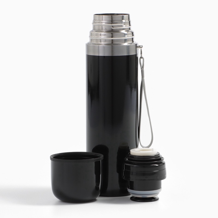 Термос гильза Мастер К, 500 мл, 24×7 см, с кружкой, с помпой, сохраняет тепло 10 ч, нержавеющая сталь, чёрный_1 Термос гильза Мастер К, 500 мл, 24×7 см, с кружкой, с помпой, сохраняет тепло 10 ч, нержавеющая сталь, чёрный, с индивидуальной гравировкой