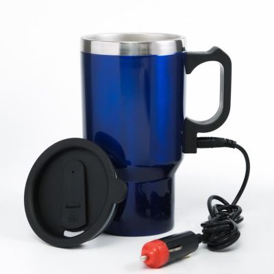 Термокружка Мастер К, 500 мл, автомобильная, 16×8.5 см, сохраняет тепло 4 ч, нержавеющая сталь, пластик, синяя, с индивидуальной гравировкой