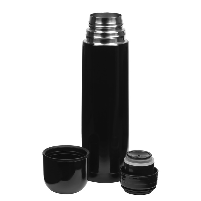 Термос гильза, 500 мл, с кружкой, сохраняет тепло до 8 часов, нержавеющая сталь, чёрный_5 Термос гильза, 500 мл, с кружкой, сохраняет тепло до 8 часов, нержавеющая сталь, чёрный, с индивидуальной гравировкой — изображение 5